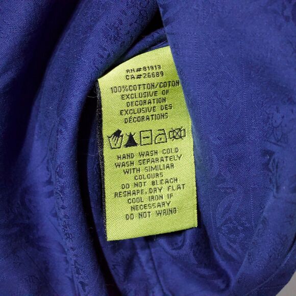 Robert Graham Classic Fit Long Sleeve Shirt Dark Blue Floral Check Men Size L - Picture 9 of 12